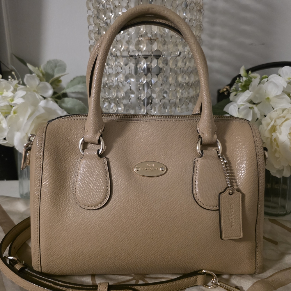Coach Beige Leather Satchel - Picture 2 of 16
